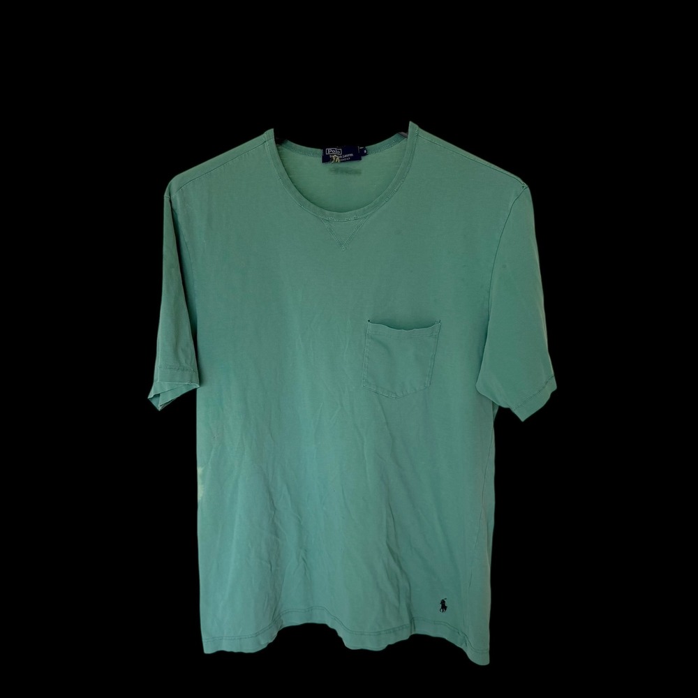 80's Polo Ralph Lauren V Stitch Green‎ Pocket T-Shirt Short Sleeve M Distressed